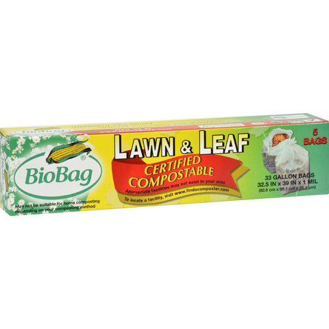 Biobag 33 Gallon Lawn And Leaf Bags - Case Of 12 - 5 Count